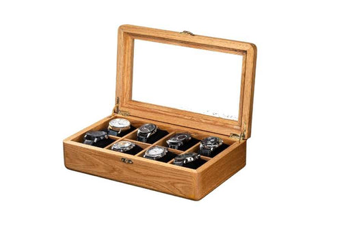 Chestnut display case with glass lid